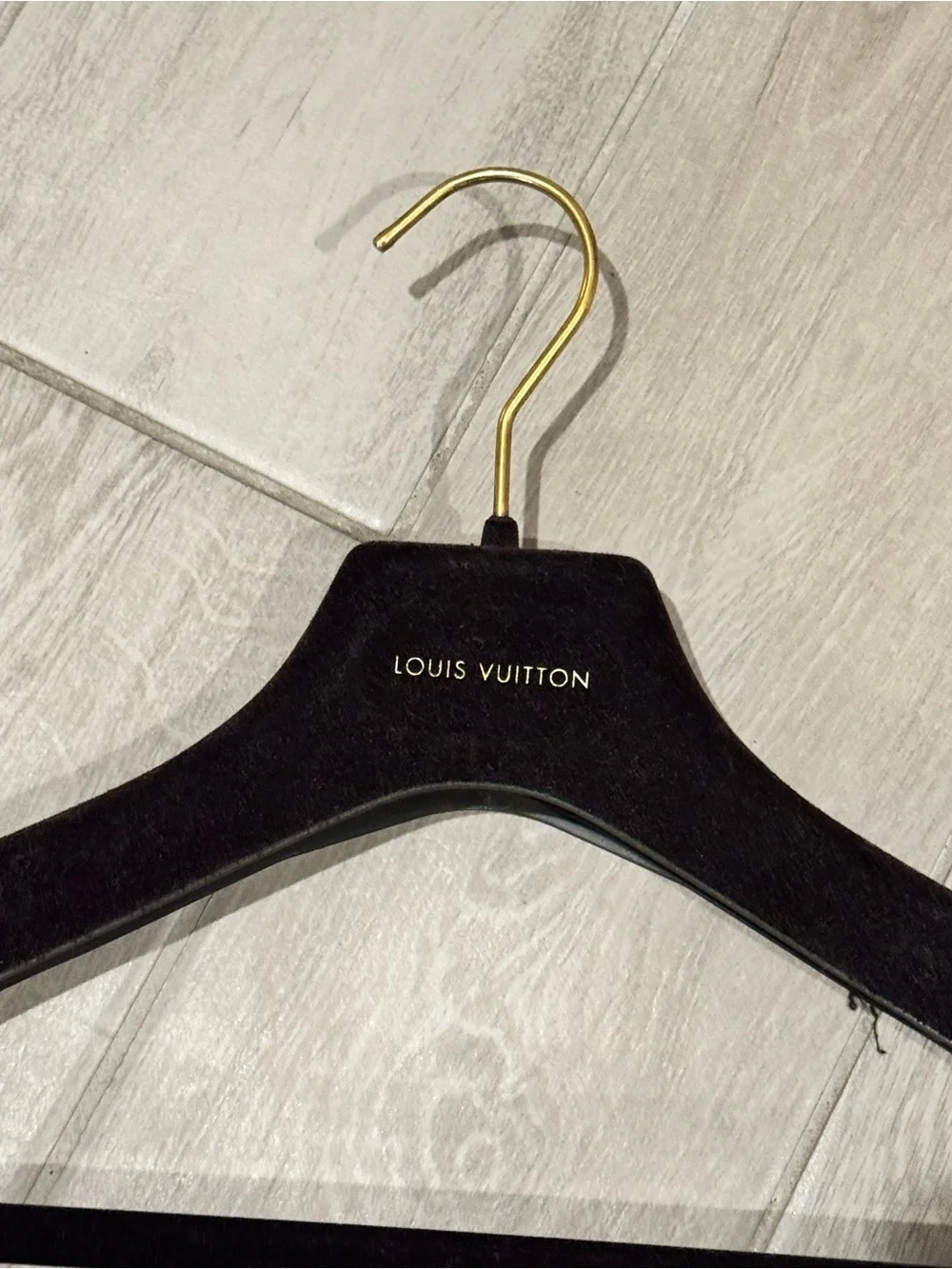 Louis Vuitton Black Velvet Hangers with Gold Hook set of 4